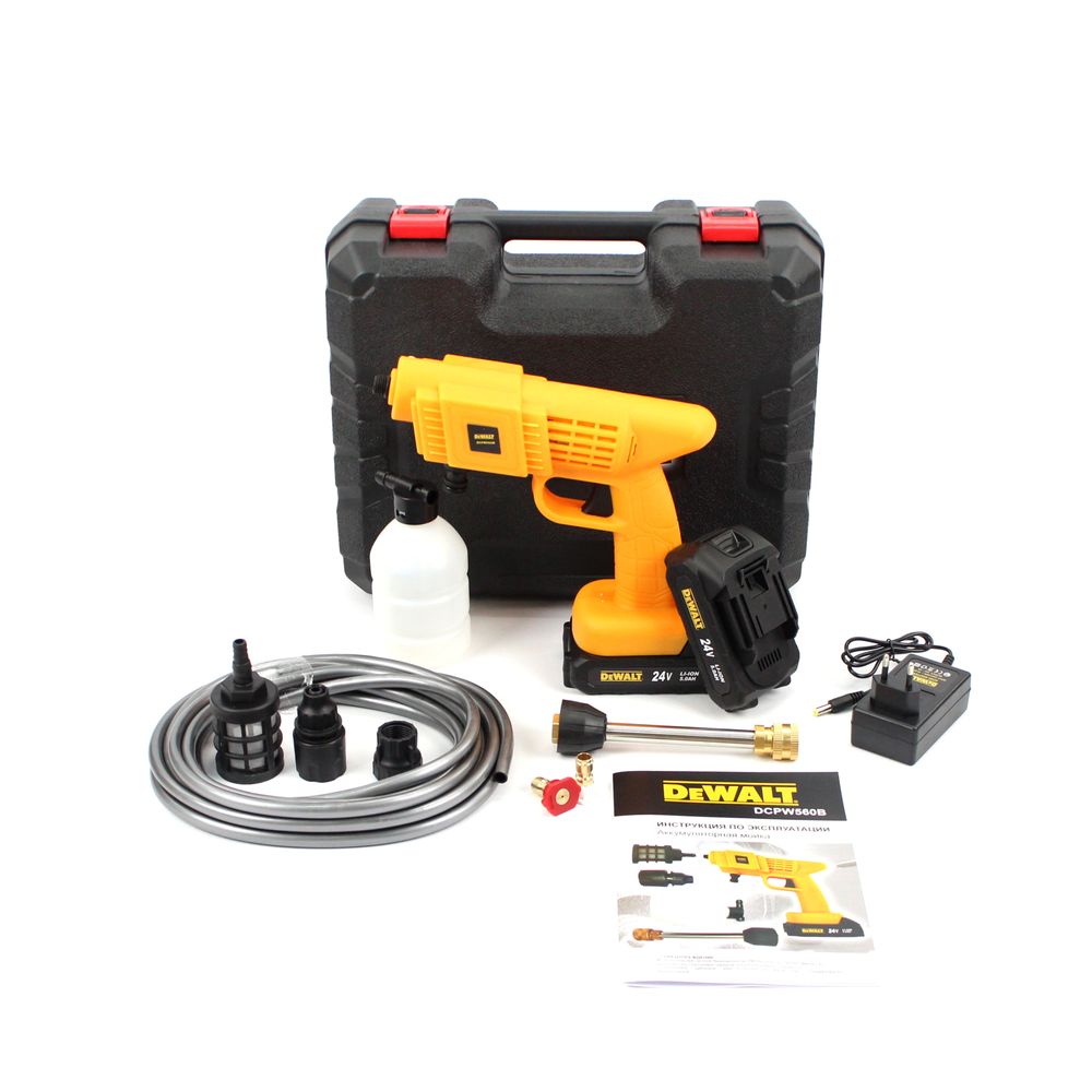 Аккумуляторная ручная мойка DeWalt DCPW560B (24V, 5Ah, 26bar), АКБ мойка Деволт