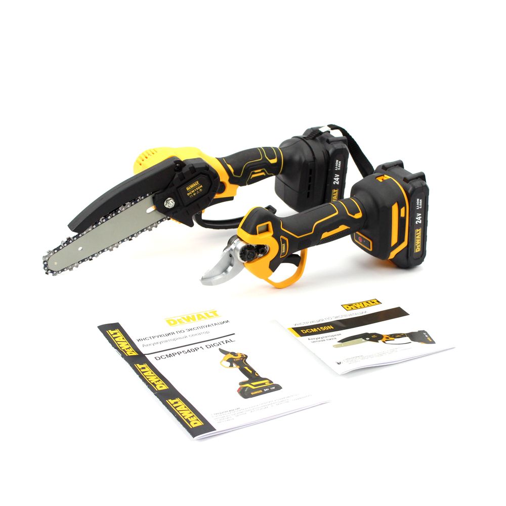 Набор 2в1 АКБ DeWalt 24V (Пила DCM150N + Секатор DCMPP540P1) Набор 2в1 Девалт