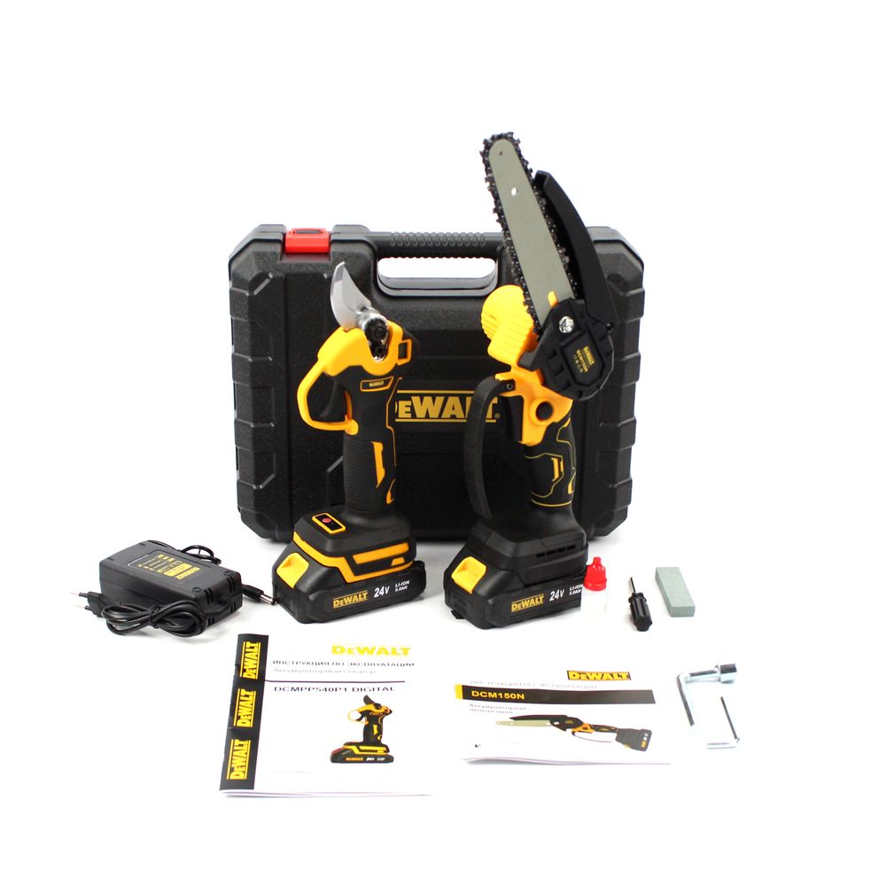 Набор 2в1 АКБ DeWalt 24V (Пила DCM150N + Секатор DCMPP540P1) Набор 2в1 Девалт