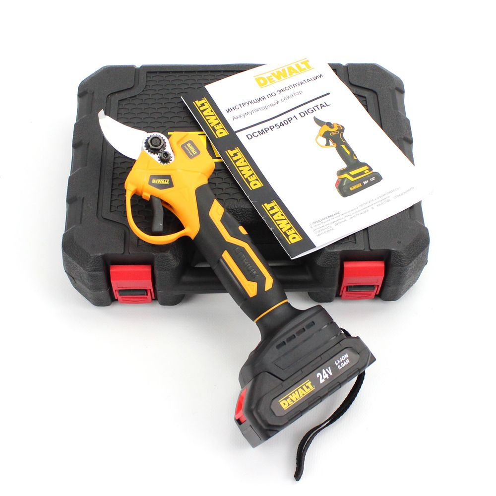 Аккумуляторный секатор DeWalt DCMPP540P1 (24V, 5AH), АКБ секатор Девольт