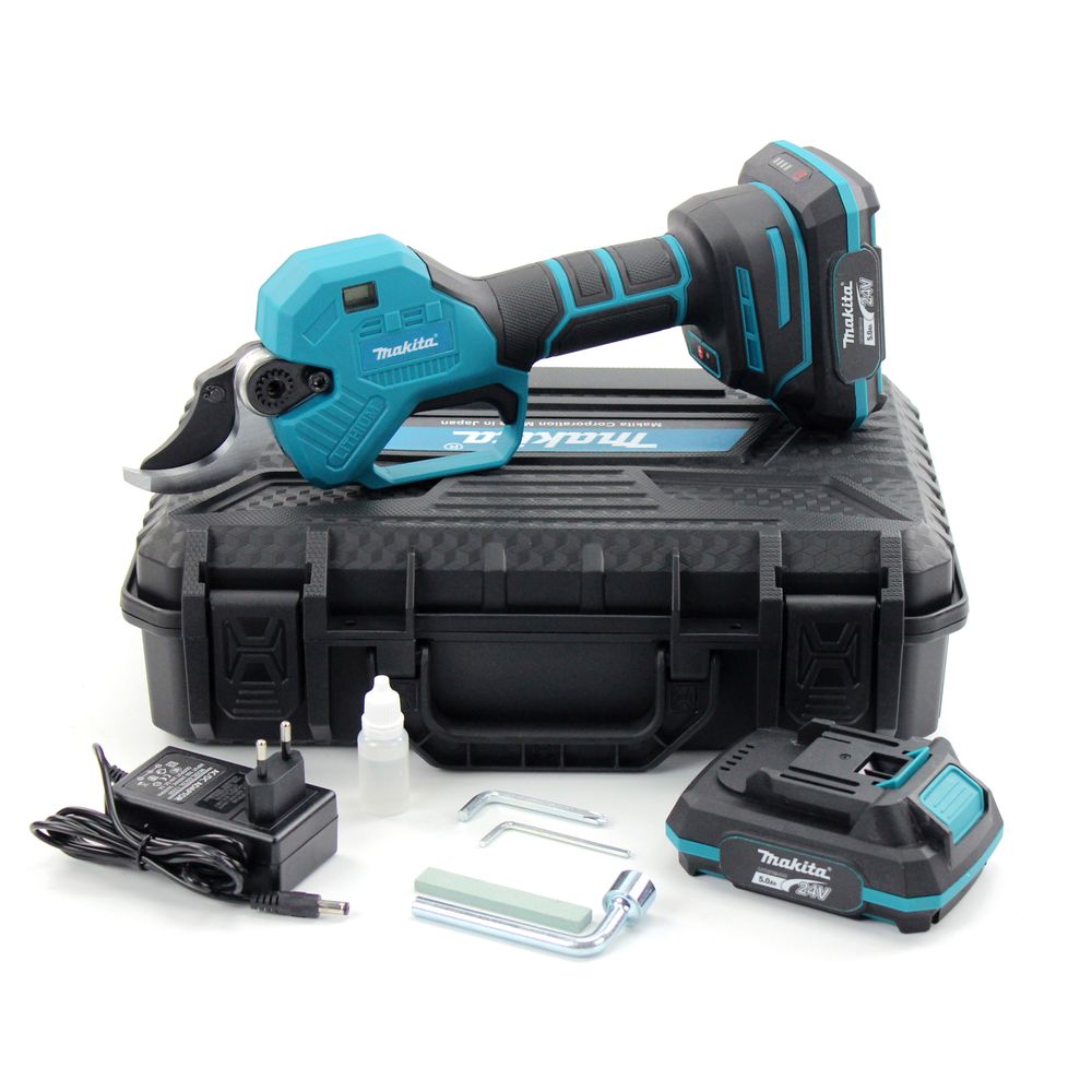 Аккумуляторный секатор Makita DUP400 (24V, 5AH, 40мм) с индикатором заряда и резов + подсветка