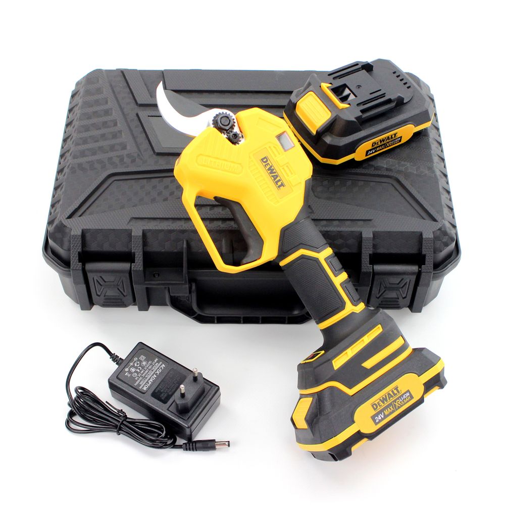 Аккумуляторный секатор DeWalt DCMPP560P1 (24V, 5AH, 30мм) с индикатором заряда и резов + подсветка