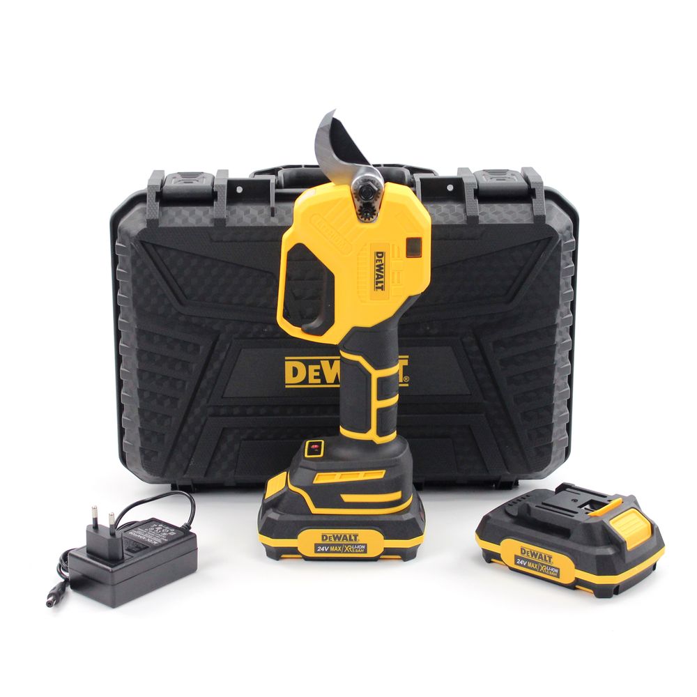 Аккумуляторный секатор DeWalt DCMPP560P1 (24V, 5AH, 30мм) с индикатором заряда и резов + подсветка