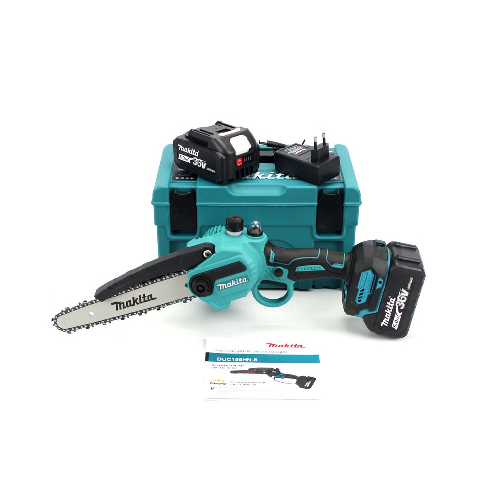 Аккумуляторная мини-пила Makita DUC155HN-8 (36V, 5AH, шина 20 см) с полуавтоматической смазкой цепи